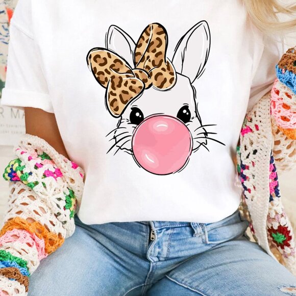 Tops - Leopard Bow Bubble Bunny Tee